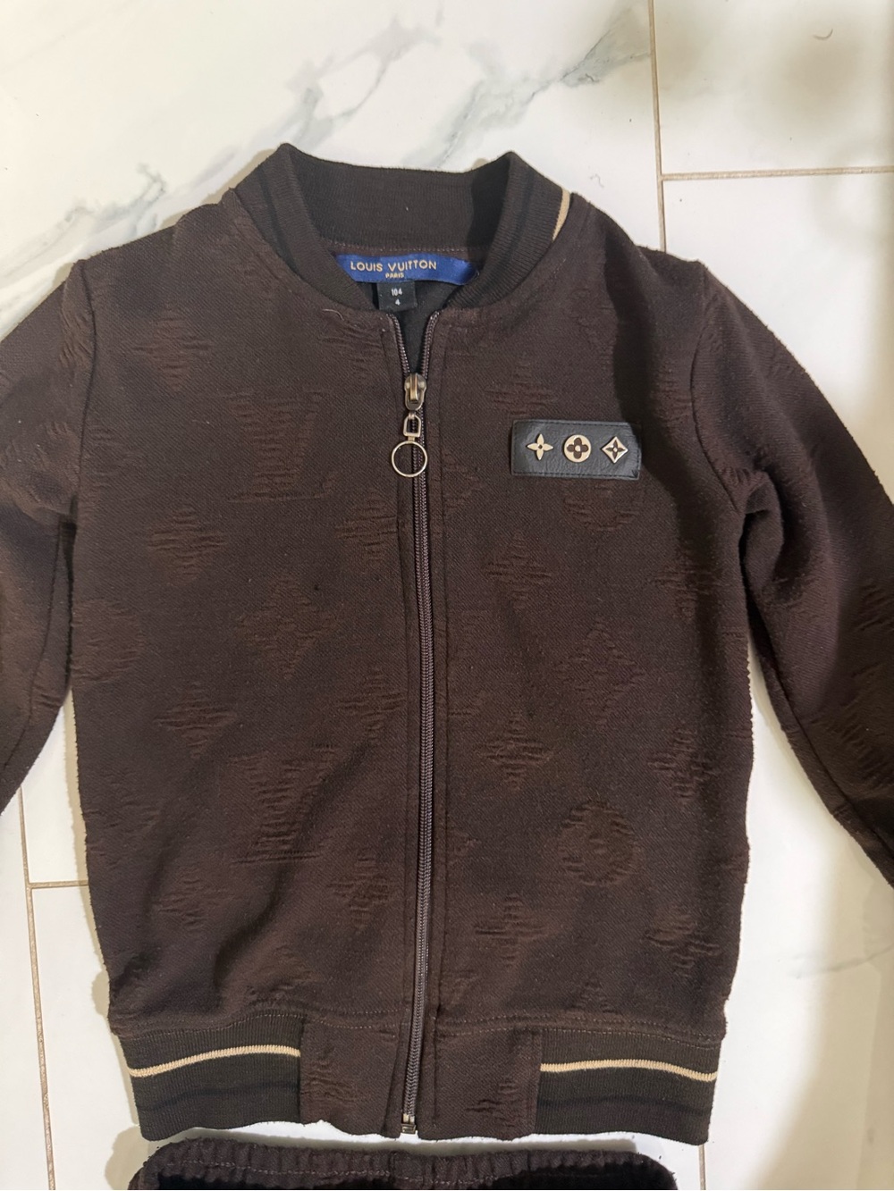 Louis Vuitton Kids Dark Brown Monogram Zip Jacket
